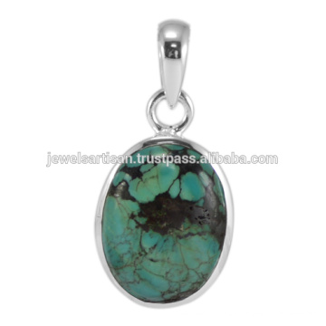 Tibetan Turquoise Gemstone 925 Sterling Silver Pendant Jewelry